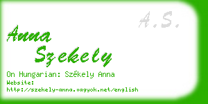 anna szekely business card