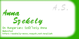 anna szekely business card